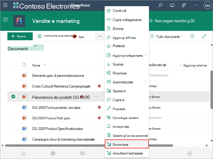 Selezionare il comando di archiviazione per archiviare di nuovo un file nella raccolta.