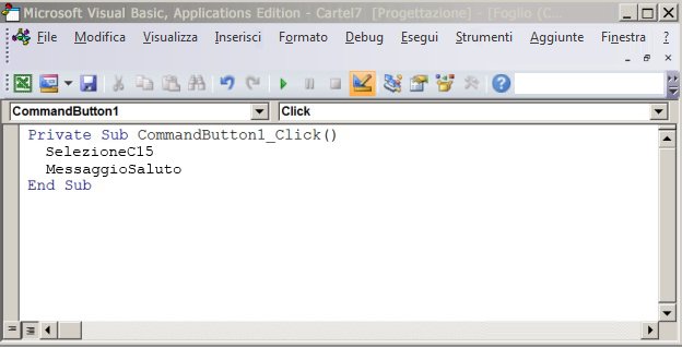 Una procedura Sub in Visual Basic Editor
