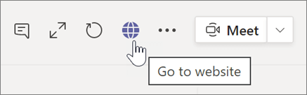Schermata del cursore che punta all'icona del globo e al testo della descrizione comando Vai al sito Web