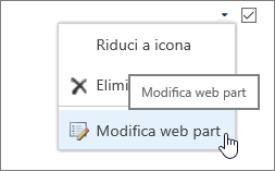 Menu Modifica web part evidenziato