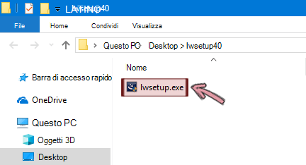 Fare doppio clic su lwsetup.exe per avviare l'installazione del componente aggiuntivo LiveWeb.