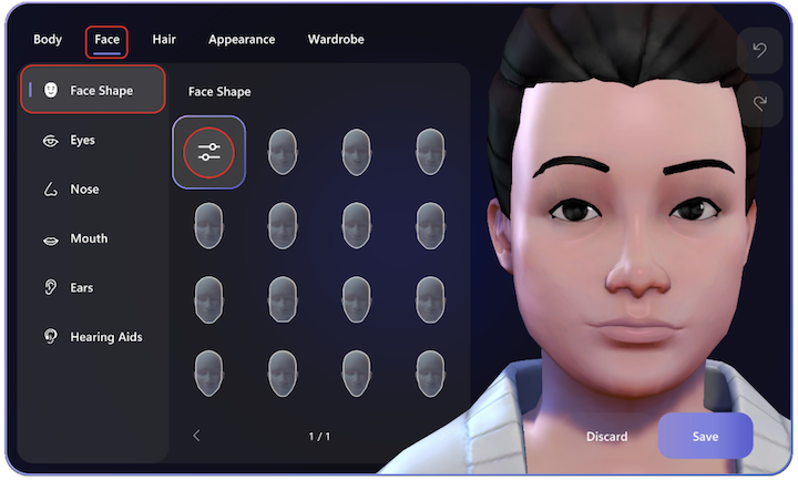Le funzionalità del viso sono estremamente personalizzabili