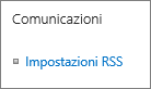 Impostazioni RSS di Comunicazioni per l'elenco