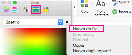 Scegliere l'icona dell'immagine per selezionare un colore da un file
