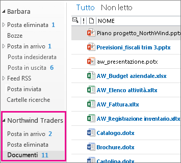 Cassetta postale sito in Outlook