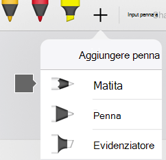 La raccolta di penne in Office per iPad e iPhone include una trama matita