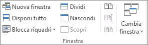 Gruppo Finestra nella scheda Visualizza