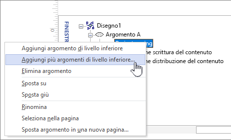 Scegliere Aggiungi più argomenti dal menu di scelta rapida