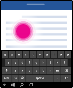 Immagine che mostra come toccare il testo per attivare la tastiera su schermo