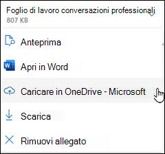 Nuovo caricamento di Outlook nella finestra di OneDrive