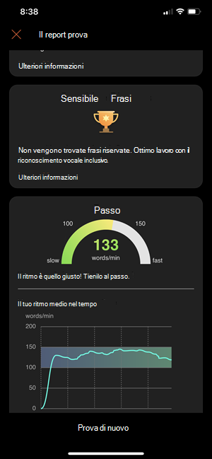 Visualizzazione del report di Training per relatore