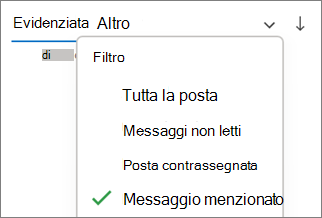Filtra per l’indirizzo di posta elettronica della persona menzionata in Outlook per Windows