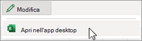 Aprire lo screenshot dell'app desktop Excel