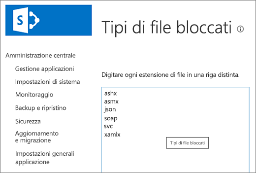 Elenco di file bloccati