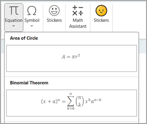 The Equation Editor in Microsoft OneNote.