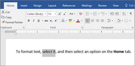 Opzioni di formattazione testo nella barra multifunzione di Word