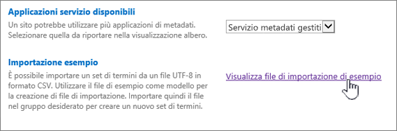 Visualizzare un file di importazione di esempio