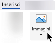 Nella scheda Inserisci della barra multifunzione, selezionare Inserisci, quindi selezionare Immagini. 