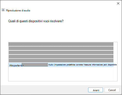 Avviare lo strumento di risoluzione dei problemi audio nelle Impostazioni audio in Windows 11.