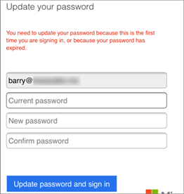 Digitare la nuova password.