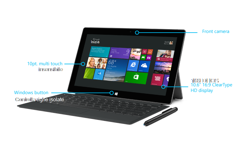 Surface Pro 2 caratteristiche anteriore