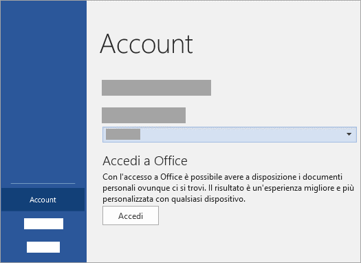 Accedere con l'Account Microsoft o l'account di Office 365 di lavoro o dell'istituto di istruzione