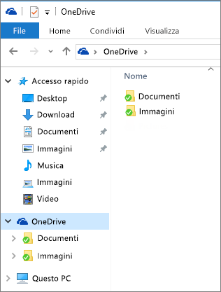 OneDrive in Esplora file