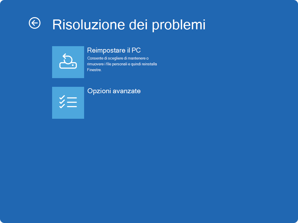 Screenshot di Re di Windows - Schermata di risoluzione dei problemi.