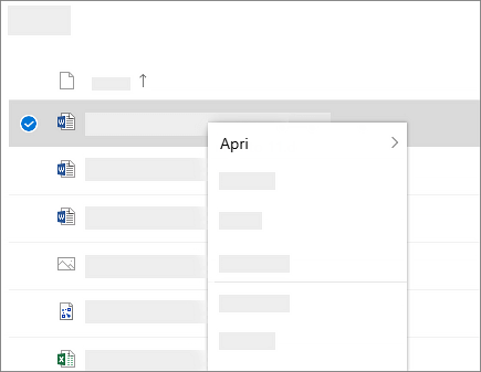 Screenshot che mostra il menu di scelta rapida relativo a un file selezionato
