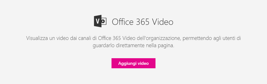 Screenshot della finestra di dialogo Aggiungi video di Office 365 in SharePoint.