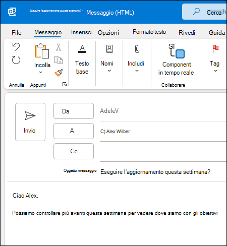 Nuovo messaggio in Outlook