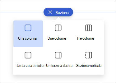 Screenshot del riquadro di selezione delle colonne.