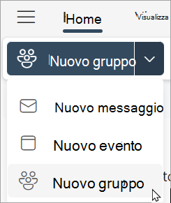 Sulla barra multifunzione selezionare nuovo gruppo > nuovo gruppo