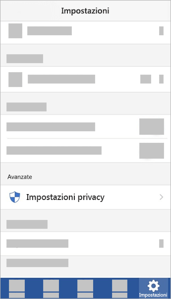 Screenshot del pulsante Impostazioni di privacy