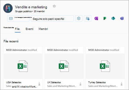 È possibile accedere ai file recenti dalla sezione File della visualizzazione Gruppo