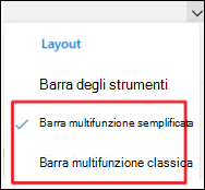 Sulla barra multifunzione è selezionata la barra multifunzione semplificata.