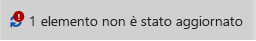 Messaggio e icona di un elemento non aggiornato