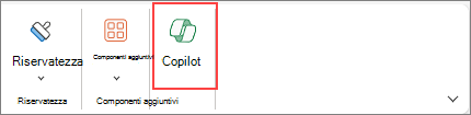 Icona di Copilot in Excel sulla barra multifunzione.