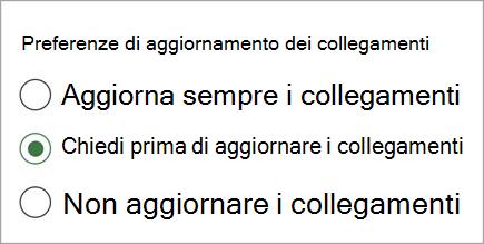 Screenshot delle preferenze di aggiornamento dei collegamenti one.jpg