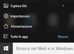 App Impostazioni menu Start di Windows 10