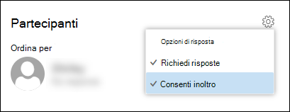 Screenshot dell'opzione Consenti inoltro