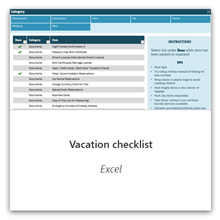 Elenco di controllo delle vacanze in Excel