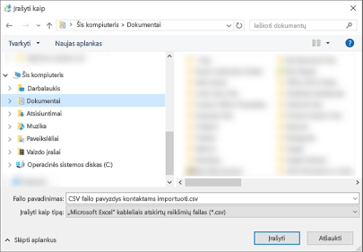 Dopo aver scaricato il file CSV di esempio, salvarlo nel computer in formato CSV.