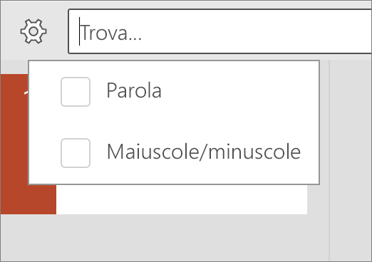 Opzioni Maiuscole/minuscole e Parola in PowerPoint per Android.