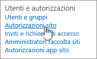 Voce di menu Utenti e autorizzazioni