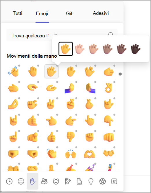Screenshot che mostra come modificare il tono della pelle delle emoji