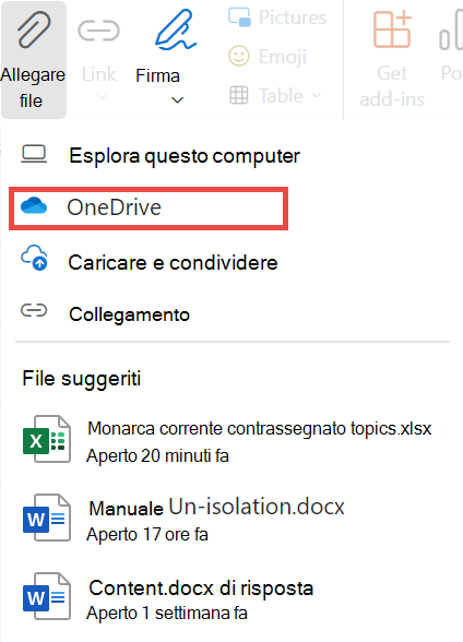 Esplorare One Drive per la nuova versione di Outlook