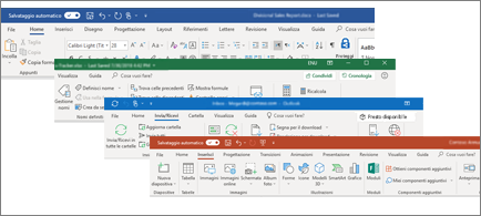 Oggetti visivi aggiornati sulla barra multifunzione di Word, Excel, PowerPoint e Outlook
