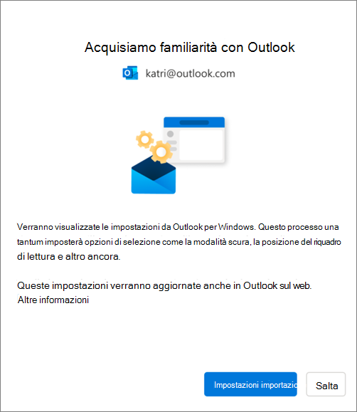 Importare le impostazioni nel nuovo Outlook per Windows