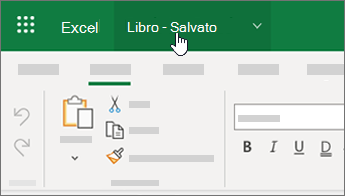 Cursore che seleziona il nome file in Excel